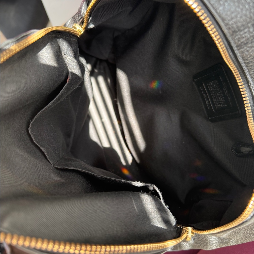 Coach Black Leather Backpack with Gold Accents - Picture 3 of 4